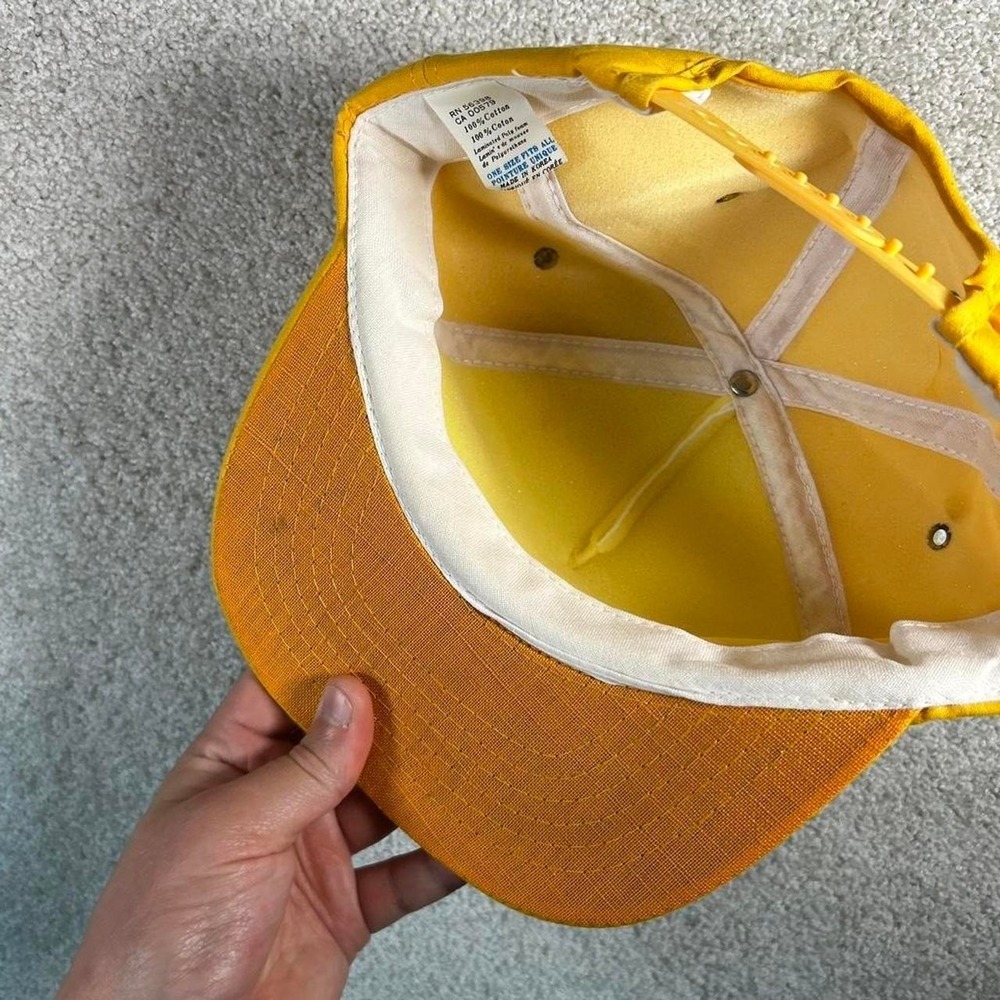 Vintage 80s Pampered Pet dog food white yellow foam trucker SnapBack hat youngan - Picture 4 of 4
